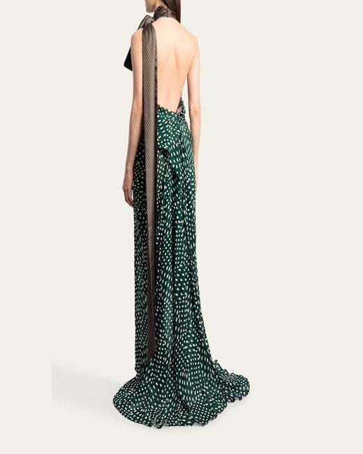 dries van noten halter dress Dries Van Noten Draped Silk Satin Halter-Neck Gown
