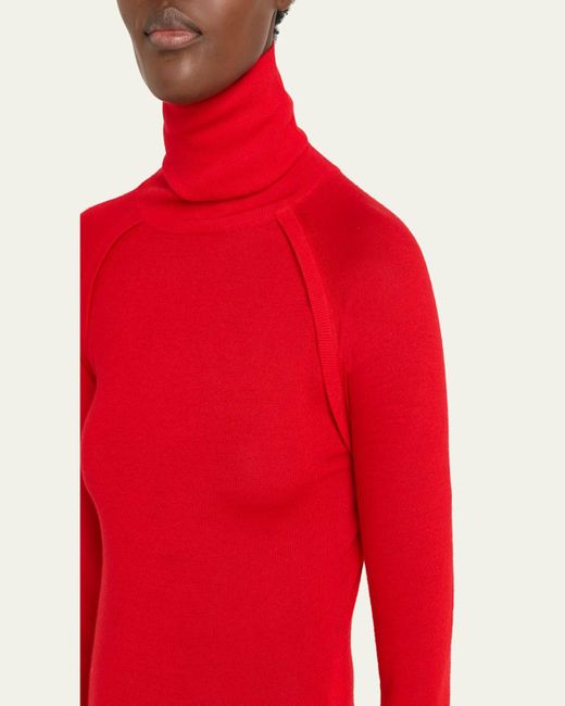 Victoria Beckham Red Turtleneck Raglan Long-Sleeve Sweater