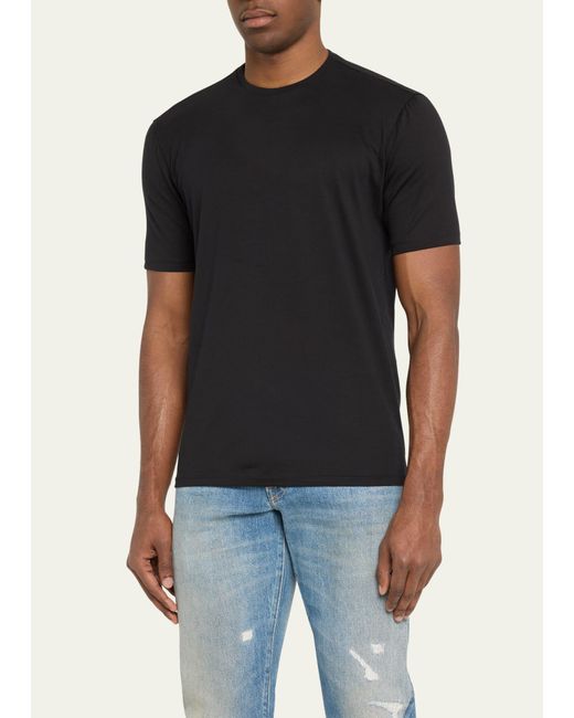 Cesare Attolini Black Cotton Crew T-shirt for men