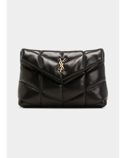Saint Laurent Puffer Small Ysl Quilted Pouch Clutch Bag in Black Lyst