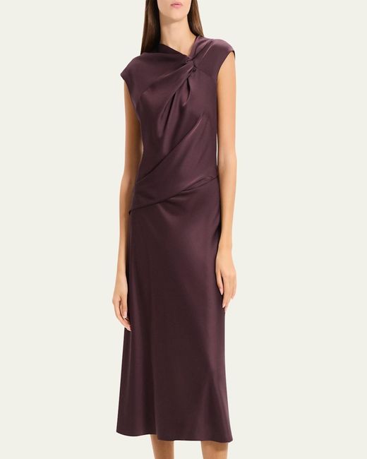 Theory Purple Satin Twist Bodice Dress