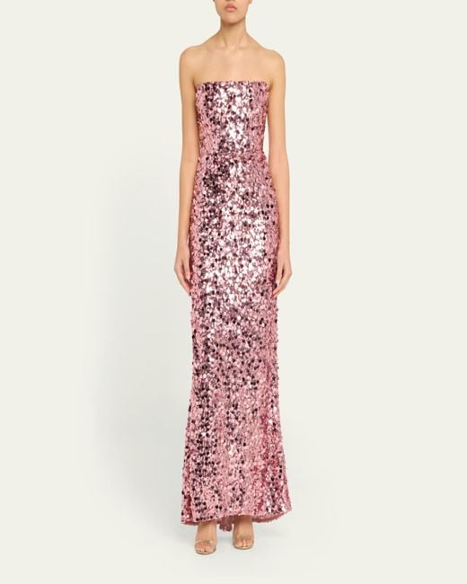 Bronx and Banco Pink Farah Strapless Sequin Column Gown