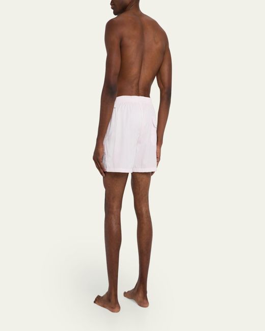 Fedeli Pink Madeira Pinstripe Swim Shorts for men