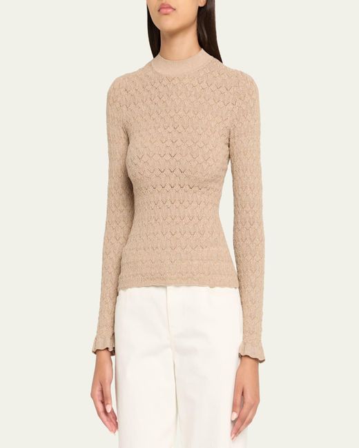Sea Natural Ruby Crewneck Pointelle Knit Sweater