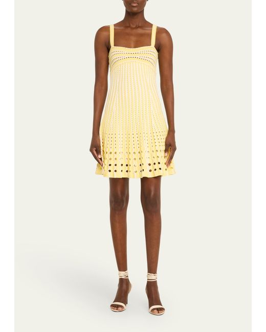 Jonathan Simkhai Yellow Franklin Crochet Fit & Flare Mini Dress