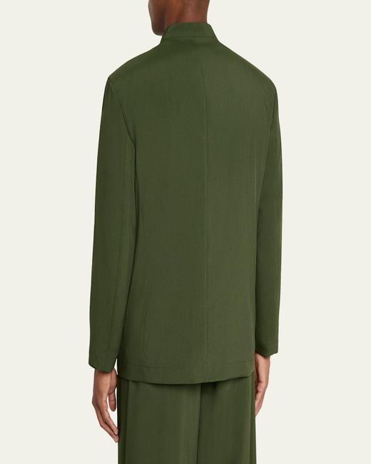 IM MEN Green Single-Breasted Air Jacket for men