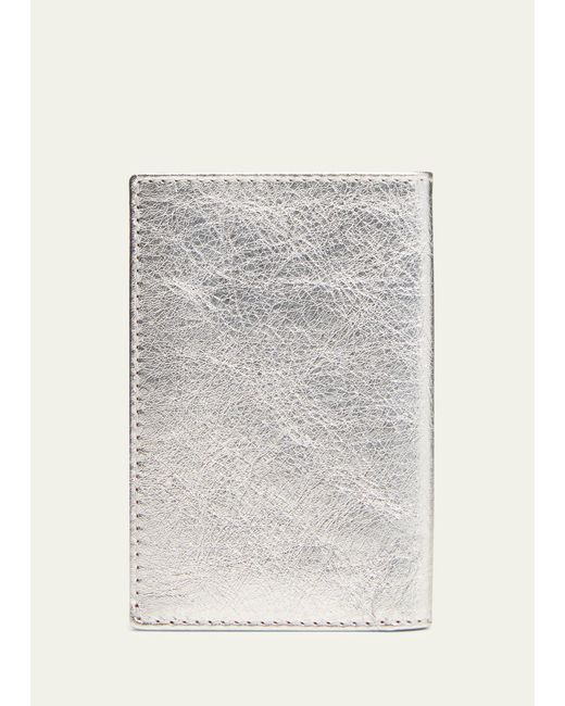 Comme des Garçons White Metallic Leather Passport Holder for men