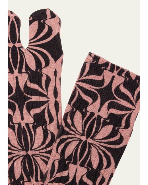 Dries Van Noten Black Printed Split Toe Socks
