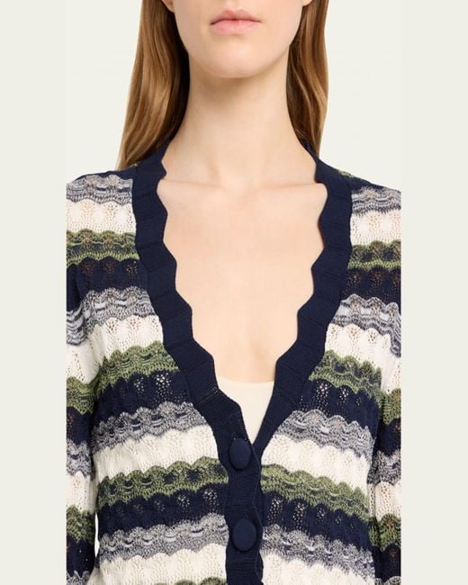 Ramy Brook Nell Wavy Knit Cropped Cardigan in Blue Lyst