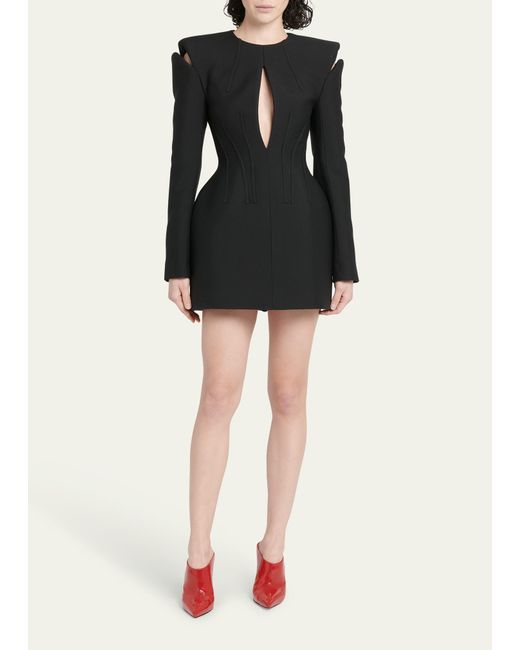 Alexander McQueen Black Slashed Cutout Mini Dress