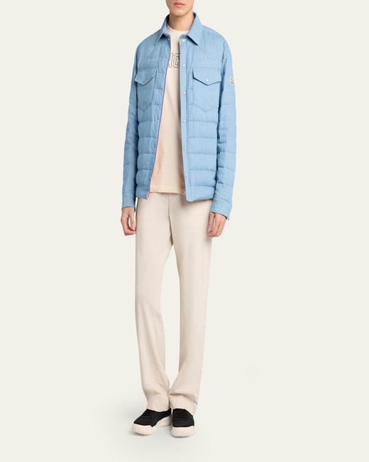 Moncler Blue Cotton Down Jacket for men