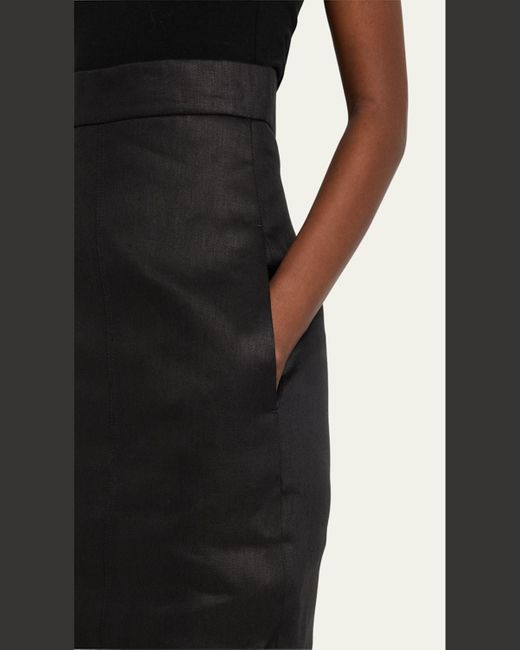 Rick Owens Black Lido Linen Twill Mermaid Maxi Skirt