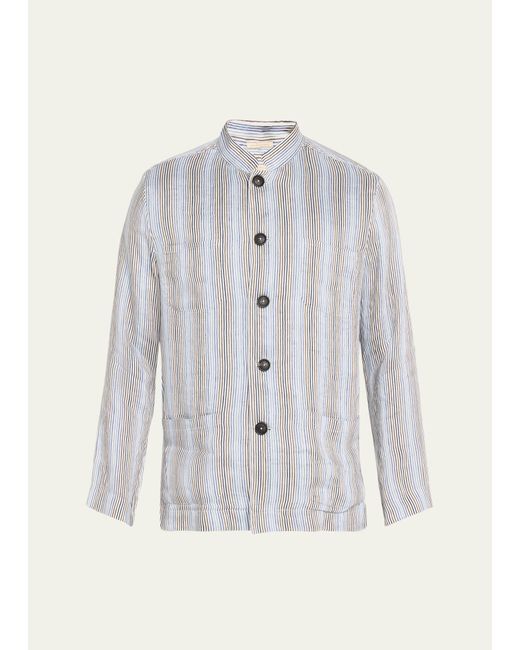 Massimo Alba White Multi-stripe Shirt Jacket for men