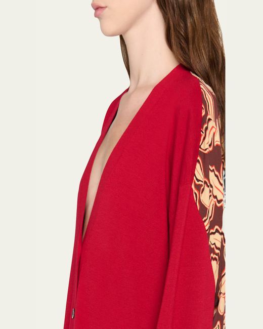 Diane von Furstenberg Red X Henry Zankov Murano Oversized Silk-Back Cardigan