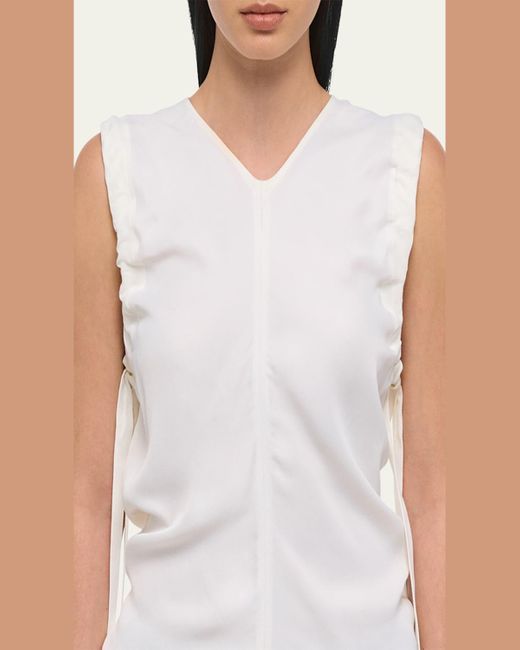 Helmut Lang Natural Ruched Sleeveless Top