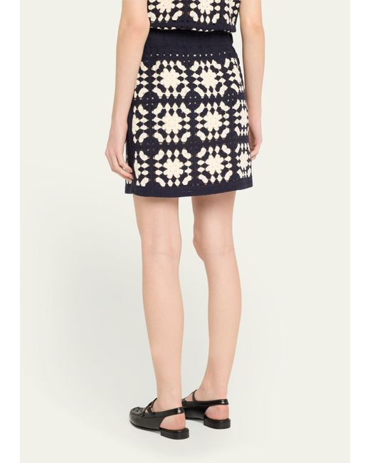 FRAME Black Crochet Tassel Mini Skirt