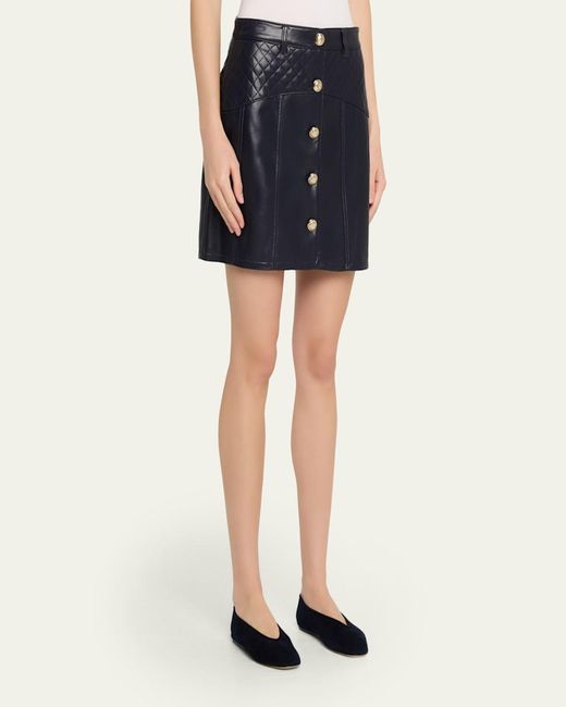 Cinq À Sept Blue Claudia Quilted Vegan Leather Mini Skirt