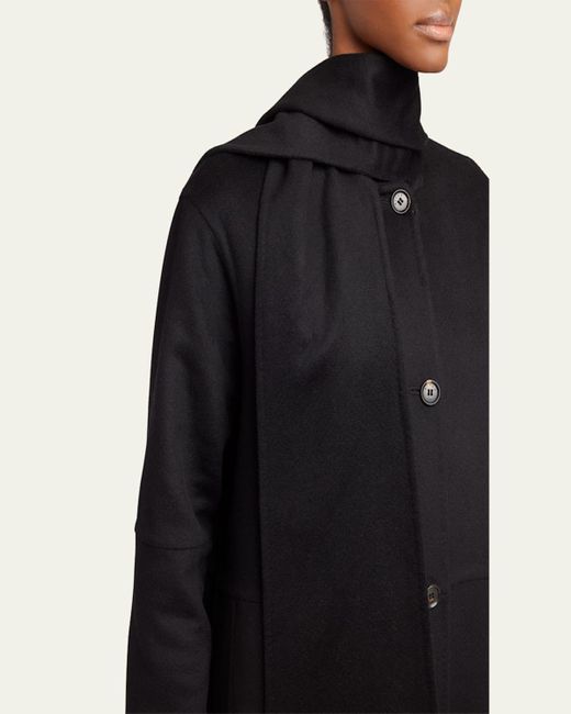 Kiton Black Scarf-Neck Cashmere Overcoat