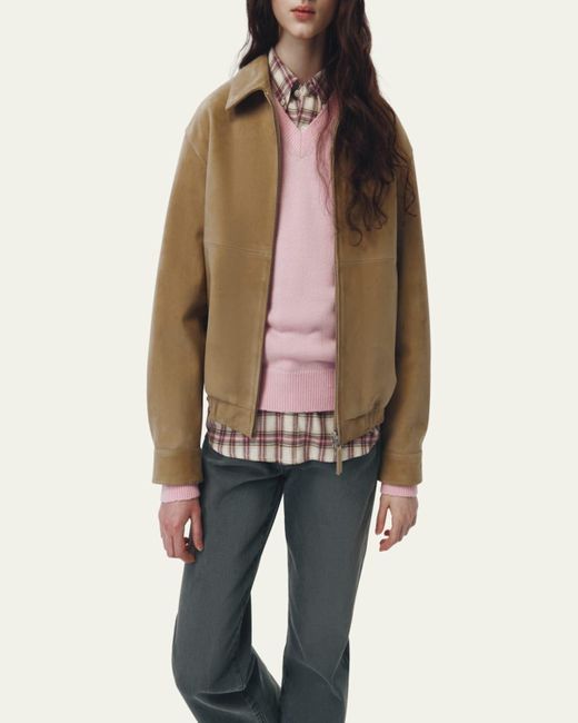 DUNST Natural Suede Bomber Jacket