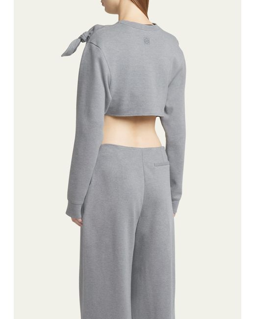 Loewe Gray Cashmere-blend Cropped Sweatshirt With Knot Detail