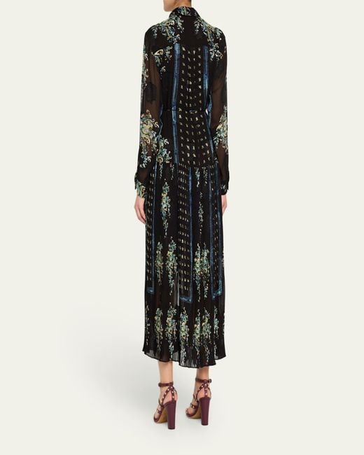 Ulla Johnson Black Emilie Drop-Waist Long-Sleeve Midi Shirt Dress