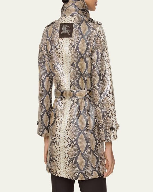 Burberry Natural Stonehaven Python-Print Coated Short Car Coat