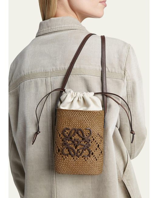 Loewe Natural X Paula's Ibiza Iraca Pocket In Iraca Palm With Leather Strap