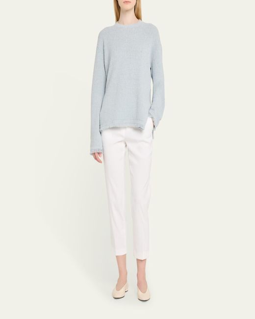 Theory White Treeca Cropped Slim Pull-On Pants