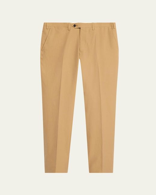 Kiton Natural Flat-Front Twill Pants for men