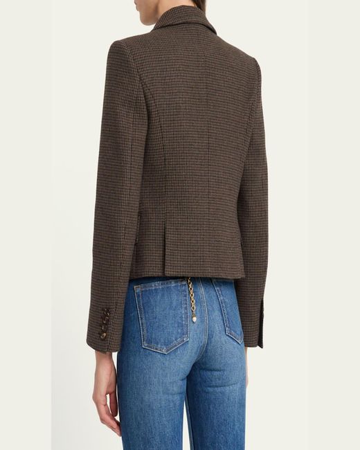 Chloé Black Houndstooth Wool Top Coat