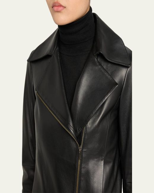 Vince Black Leather Zip-Front Jacket