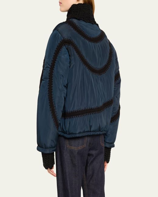 Sea Averie Windbreaker Crochet Puffer Jacket in Blue Lyst