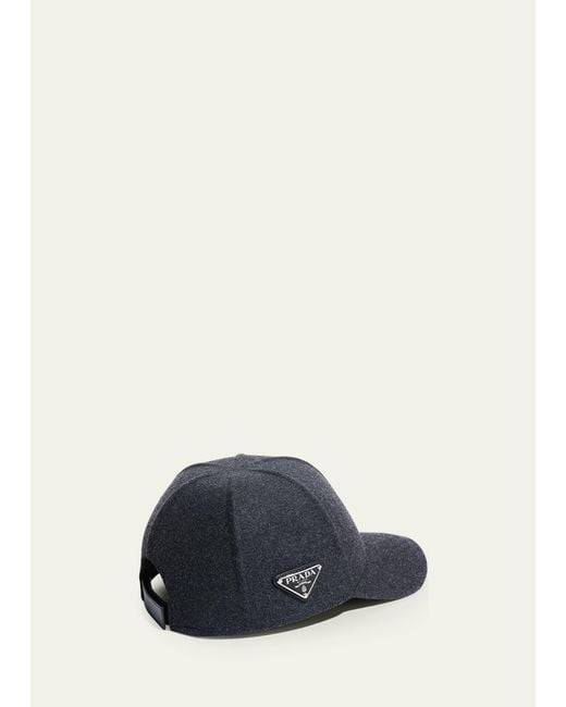 Prada Blue Wool Logo Baseball Hat for men