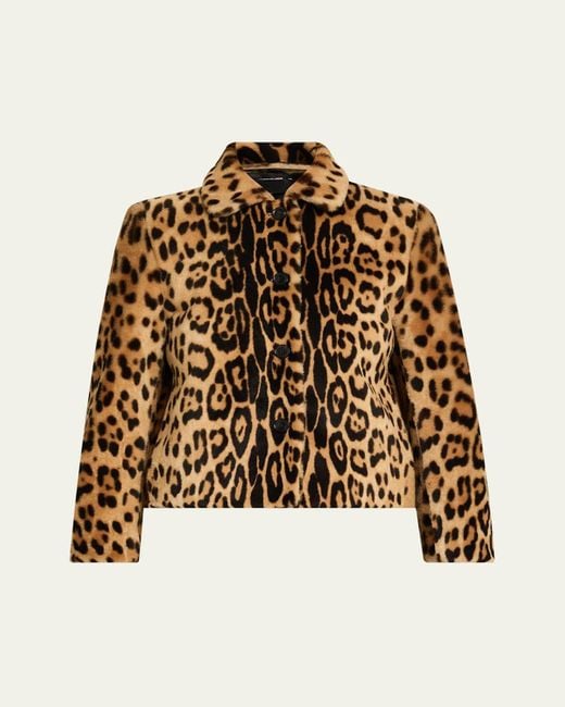 Nili Lotan Natural Montmartre Leopard Shearling Cropped Jacket