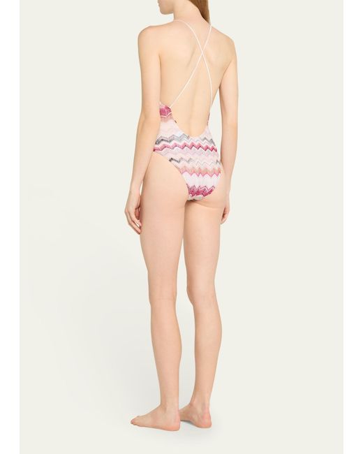 Missoni Pink Chevron One-piece Swimsuit