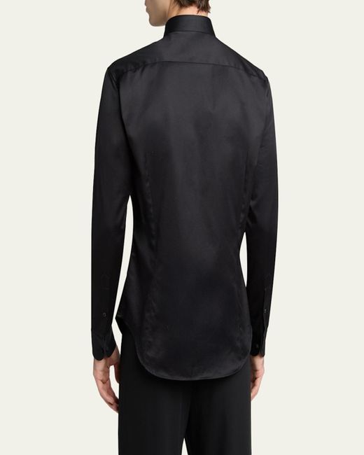 Giorgio Armani Men's Black Crystal Bib Front Cotton Dress Shirt