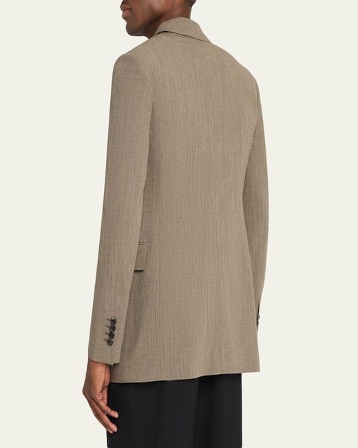 The Row Natural Devlin Wool Concealed-Front Blazer