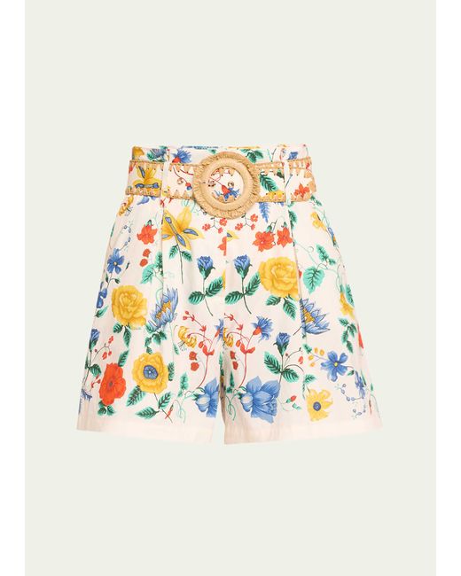 Cara Cara Gray Palmer Floral Cotton Belted Shorts