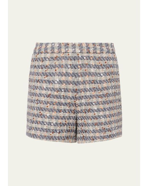 L'Agence Gray Ashton Plaid Tweed Shorts