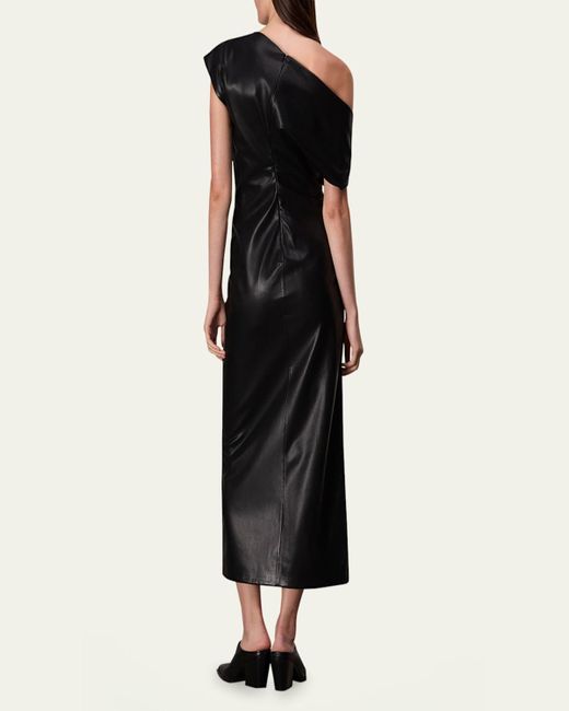 Rag & Bone Black Eleanor Faux Leather Midi Dress