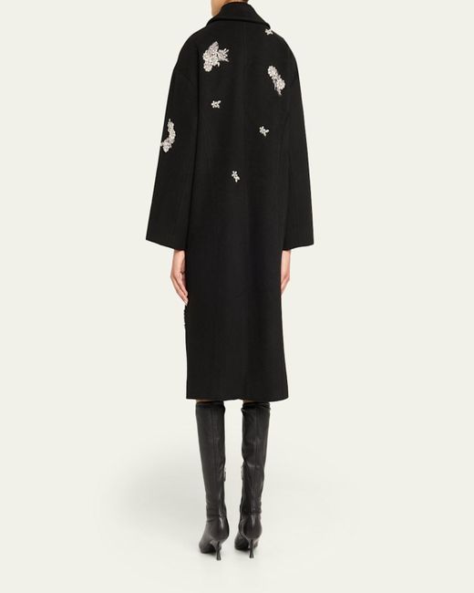 Cinq À Sept Gray Gravis Crystal Ivy Mid-Length Coat