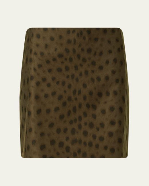 Akris Punto Green Leopard-Print Techno Gabardine Mini Skirt