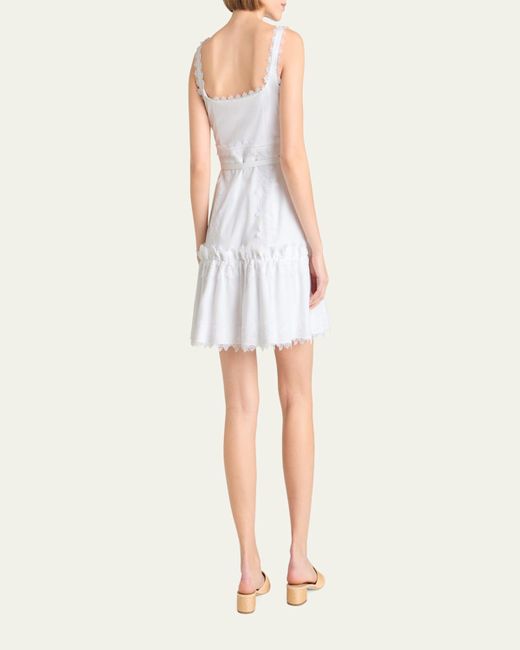 Cinq À Sept White Aziza Embellished Button-Front Mini Dress
