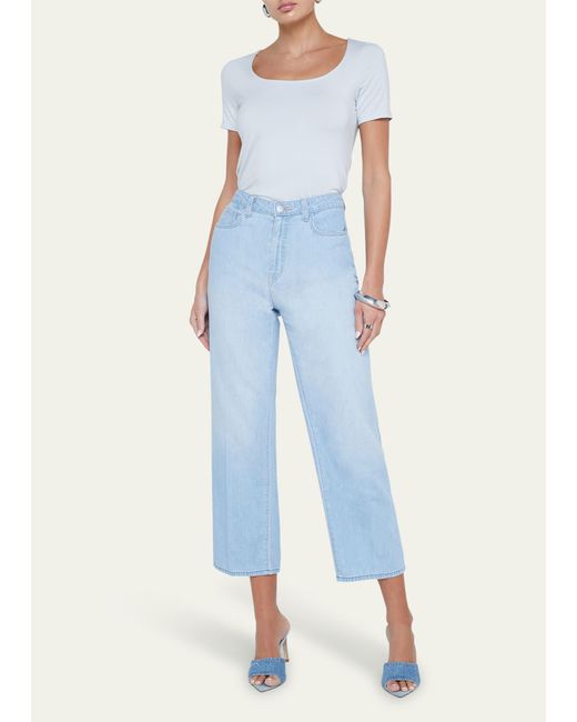 L'Agence Blue June Ultra High-rise Crop Stovepipe Jeans