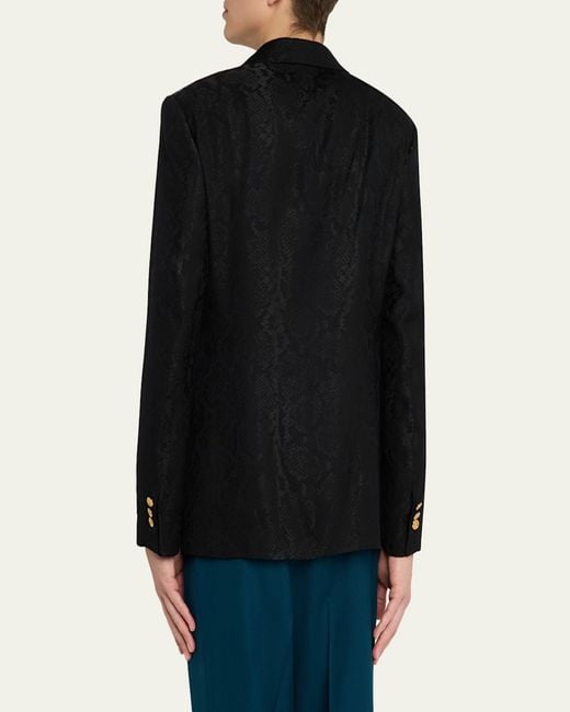 Versace Black Python-Jacquard Wool-Blend Blazer for men