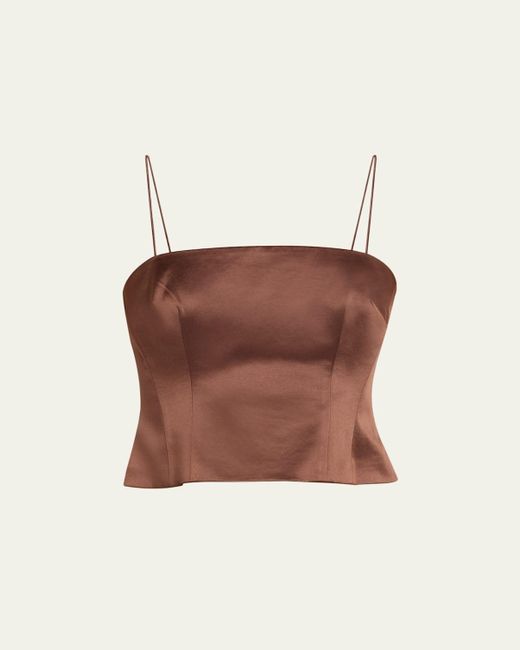 LoveShackFancy White Cassana Satin Sleeveless Top