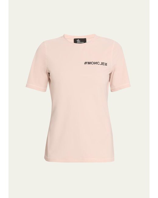 Moncler Pink Technical Jersey Logo T-shirt