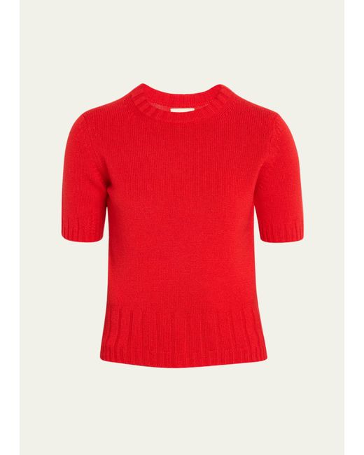 Khaite Red Luphia Puff-sleeve Cashmere Sweater