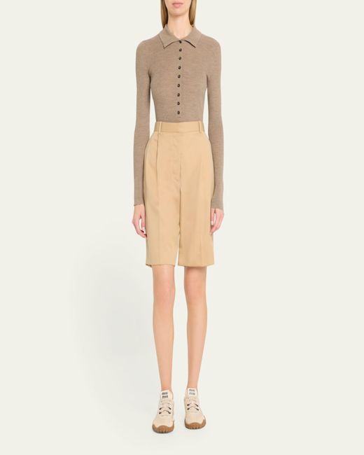 Miu Miu Natural Low-Top Nylon & Leather Sneakers