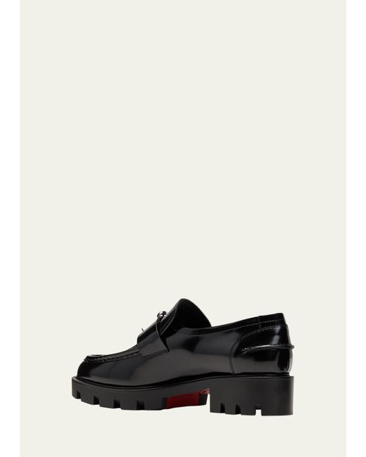Christian Louboutin Black Patent Medallion Red Sole Loafers